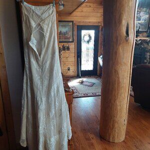 BHLDN by Anthropologie Gaspard, Ivory, Straight, Cotton Applilique Lace, 16